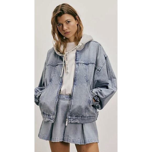 NWT Free People We The Free Madison Ave Denim Mini Skirt In Wild Child MSRP $78 - Picture 2 of 5